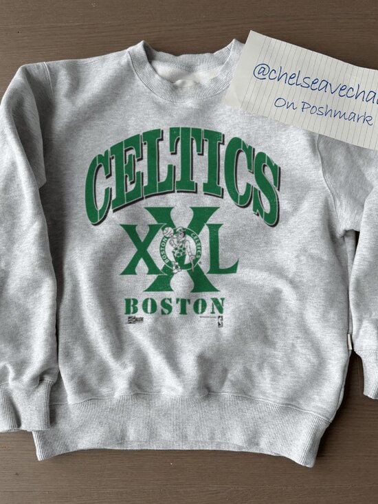 Tops - Vintage 90s Boston Celtics XXL Sweatshirt, Retro Boston Celtics Basketball Shirt